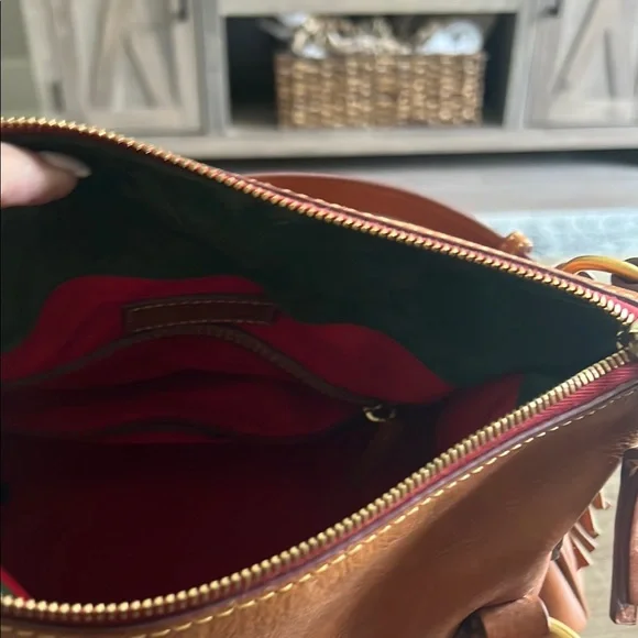 Dooney & Bourke Tan Satchel with Tassel Accents - Picture 3 of 8